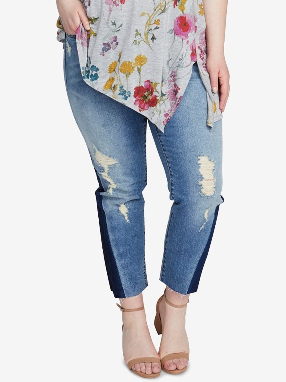 Rachel Rachel Roy Womens Plus Size Two Tone Jeans